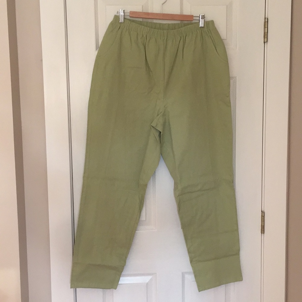 Denim&Co Stretch Pants w/ side pockets Sage Green
